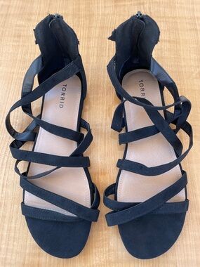 Torrid Black Multi-Strap Zip-Up Gladiator Sandals Size 11.5 WW